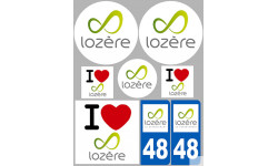 Département 48 la Lozère (8 autocollants variés) - Autocollant(sticker)