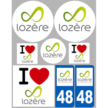 Département 48 la Lozère (8 autocollants variés) - Autocollant(sticker)