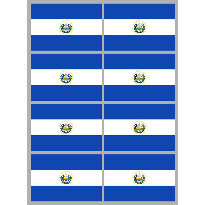 Drapeau Salvador (8 fois 9.5x6.3cm) - Sticker/autocollant