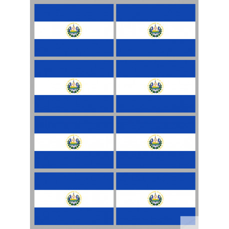 Drapeau Salvador (8 fois 9.5x6.3cm) - Autocollant(sticker)