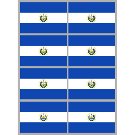 Drapeau Salvador (8 fois 9.5x6.3cm) - Sticker/autocollant