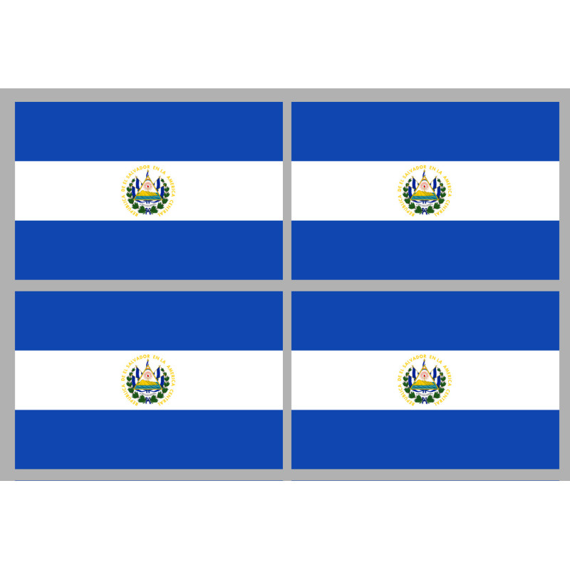 Drapeau Salvador (4 fois 9.5x6.3cm) - Sticker/autocollant