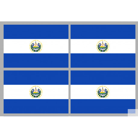 Drapeau Salvador (4 fois 9.5x6.3cm) - Autocollant(sticker)