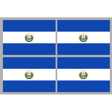 Drapeau Salvador (4 fois 9.5x6.3cm) - Sticker/autocollant