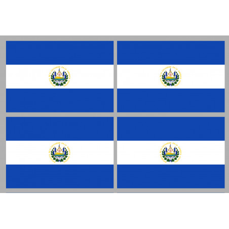 Drapeau Salvador (4 fois 9.5x6.3cm) - Autocollant(sticker)