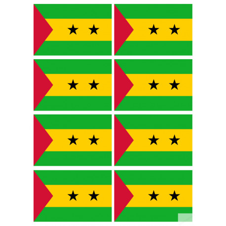 Drapeau Sao Tomé-et-Principe (8 fois 9.5x6.3cm) - Autocollant(sticker)