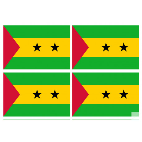 Drapeau Sao Tomé-et-Principe (4 fois 9.5x6.3cm) - Autocollant(sticker)