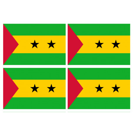 Drapeau Sao Tomé-et-Principe (4 fois 9.5x6.3cm) - Autocollant(sticker)