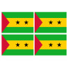 Drapeau Sao Tomé-et-Principe (4 fois 9.5x6.3cm) - Sticker/autocollant