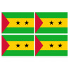 Drapeau Sao Tomé-et-Principe (4 fois 9.5x6.3cm) - Autocollant(sticker)