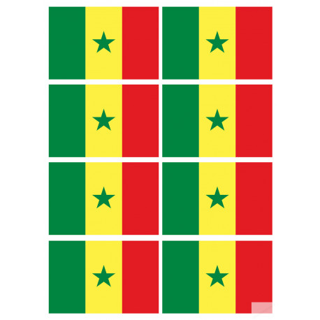 Drapeau Sénégal (8 fois 9.5x6.3cm) - Autocollant(sticker)