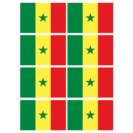 Drapeau Sénégal (8 fois 9.5x6.3cm) - Sticker/autocollant