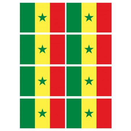 Drapeau Sénégal (8 fois 9.5x6.3cm) - Autocollant(sticker)