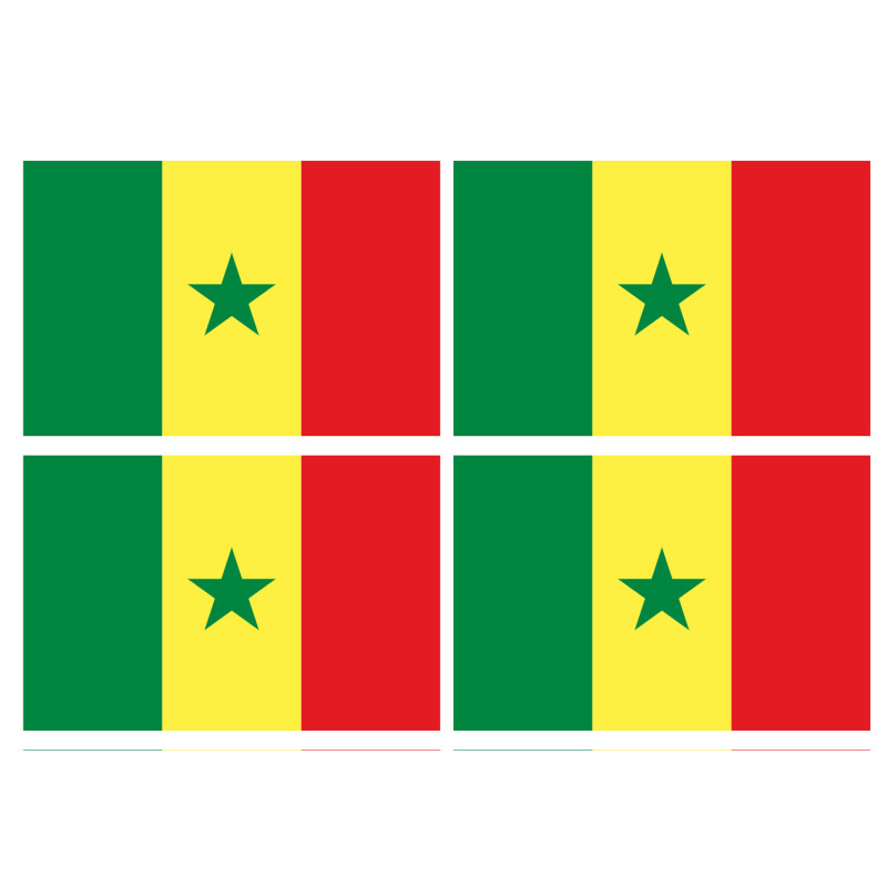 Drapeau Sénégal (4 fois 9.5x6.3cm) - Sticker/autocollant
