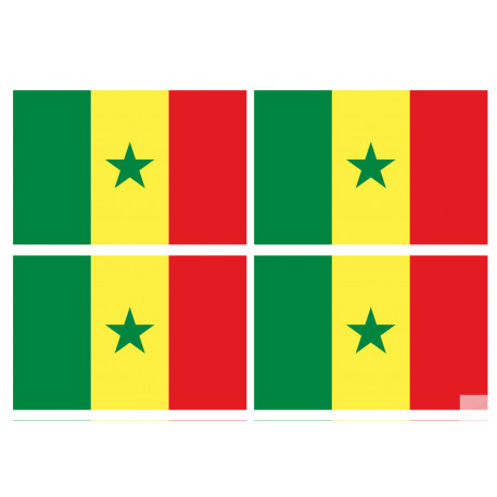 Drapeau Sénégal (4 fois 9.5x6.3cm) - Autocollant(sticker)