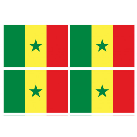 Drapeau Sénégal (4 fois 9.5x6.3cm) - Autocollant(sticker)