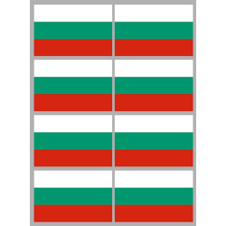 Drapeau Bulgarie - 8 stickers - 9.5 x 6.3 cm - Sticker/autocollant