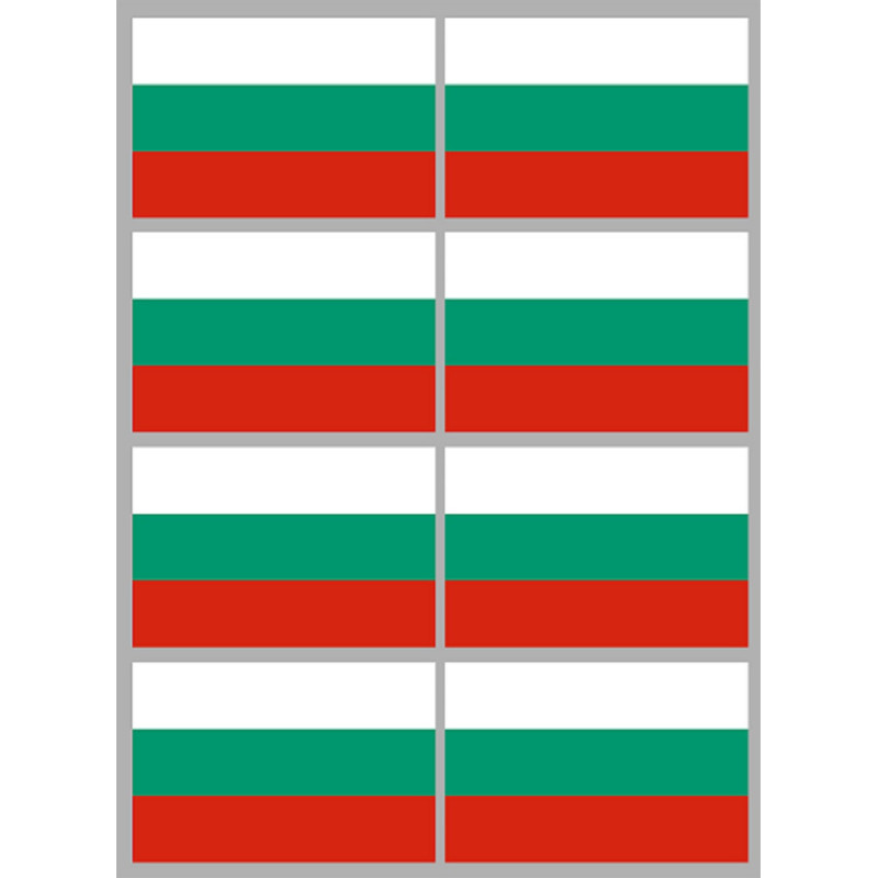 Drapeau Bulgarie - 8 stickers - 9.5 x 6.3 cm - Sticker/autocollant