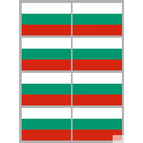 Drapeau Bulgarie - 8 stickers - 9.5 x 6.3 cm - Autocollant(sticker)