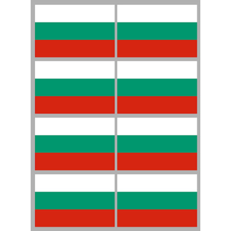 Drapeau Bulgarie - 8 stickers - 9.5 x 6.3 cm - Sticker/autocollant