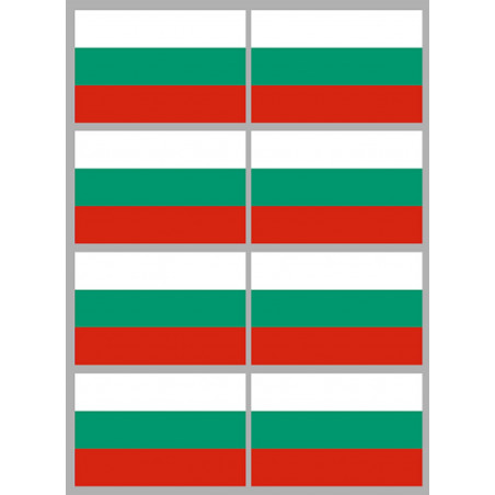 Drapeau Bulgarie - 8 stickers - 9.5 x 6.3 cm - Autocollant(sticker)