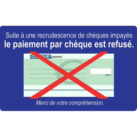 Paiement Chèques refusés - 10x6cm - Autocollant(sticker)