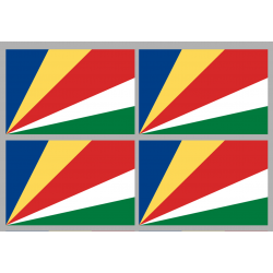 Drapeau Seychelles (4 stickers - 9.5 x 6.3 cm) - Autocollant(sticker)