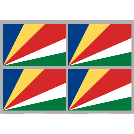 Drapeau Seychelles (4 stickers - 9.5 x 6.3 cm) - Autocollant(sticker)