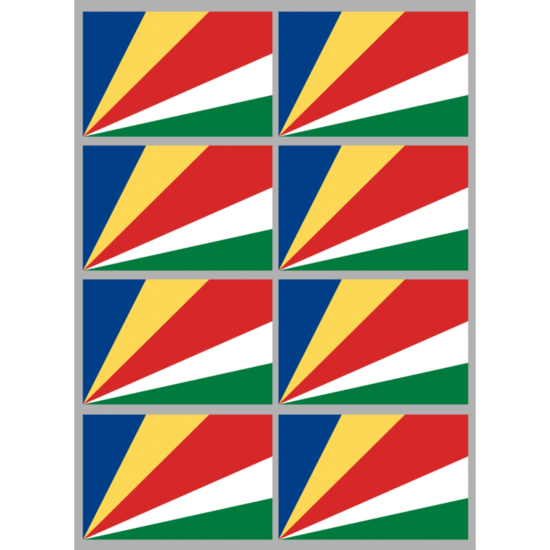 Drapeau Seychelles (8 stickers - 9.5 x 6.3 cm) - Autocollant(sticker)