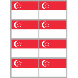 Drapeau Singapour (8 stickers - 9.5 x 6.3 cm) - Autocollant(sticker)