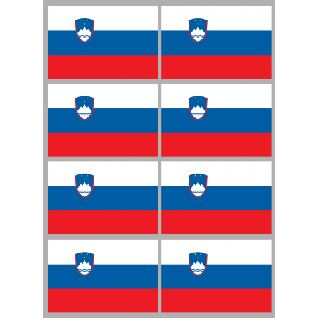 Drapeau Slovénie (8 stickers - 9.5 x 6.3 cm) - Autocollant(sticker)