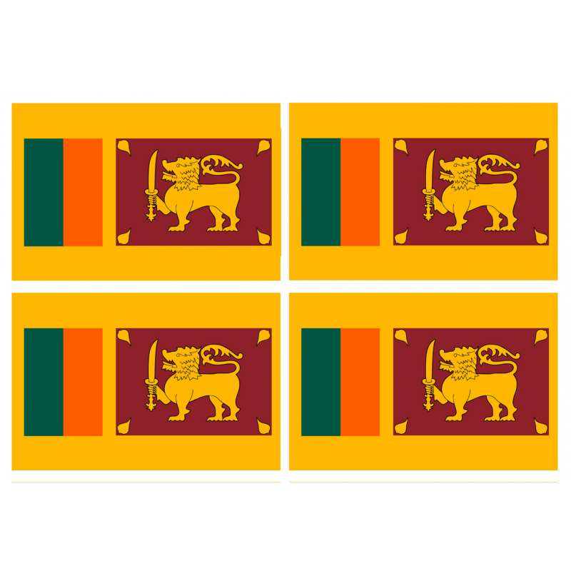 Drapeau Sri Lanka (4 stickers - 9.5 x 6.3 cm) - Autocollant(sticker)