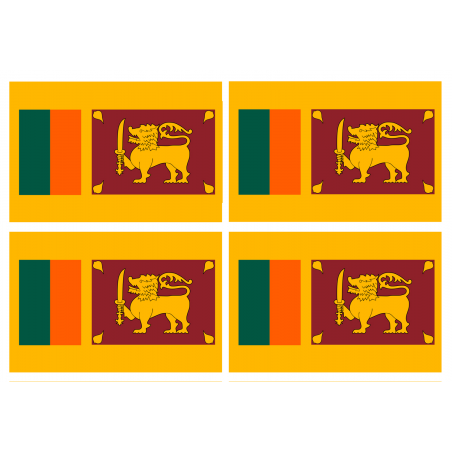 Drapeau Sri Lanka (4 stickers - 9.5 x 6.3 cm) - Autocollant(sticker)