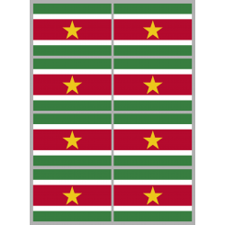 Drapeau Suriname (8 stickers - 9.5 x 6.3 cm) - Autocollant(sticker)