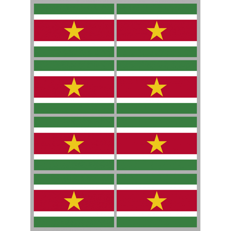 Drapeau Suriname (8 stickers - 9.5 x 6.3 cm) - Autocollant(sticker)