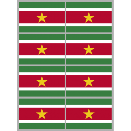 Drapeau Suriname (8 stickers - 9.5 x 6.3 cm) - Autocollant(sticker)