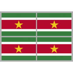 Drapeau Suriname (4 stickers - 9.5 x 6.3 cm) - Autocollant(sticker)