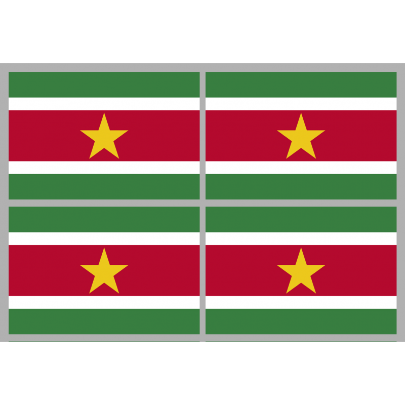 Drapeau Suriname (4 stickers - 9.5 x 6.3 cm) - Autocollant(sticker)