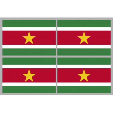 Drapeau Suriname (4 stickers - 9.5 x 6.3 cm) - Autocollant(sticker)