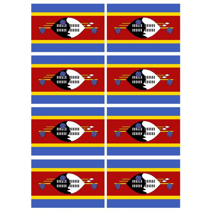 Drapeau Swaziland (8 fois 9.5 x 6.3 cm) - Autocollant(sticker)