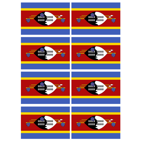 Drapeau Swaziland (8 fois 9.5 x 6.3 cm) - Sticker/autocollant
