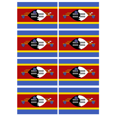 Drapeau Swaziland (8 stickers - 9.5 x 6.3 cm) - Autocollant(sticker)