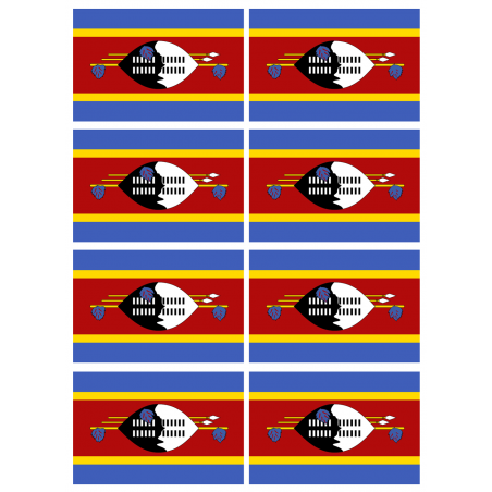 Drapeau Swaziland (8 fois 9.5 x 6.3 cm) - Autocollant(sticker)