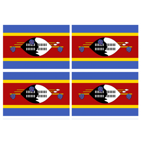 Drapeau Swaziland (4 stickers - 9.5 x 6.3 cm) - Autocollant(sticker)