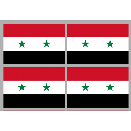 Drapeau Syrie av.2024 (4 stickers - 9.5 x 6.3 cm) - Autocollant(sticker)