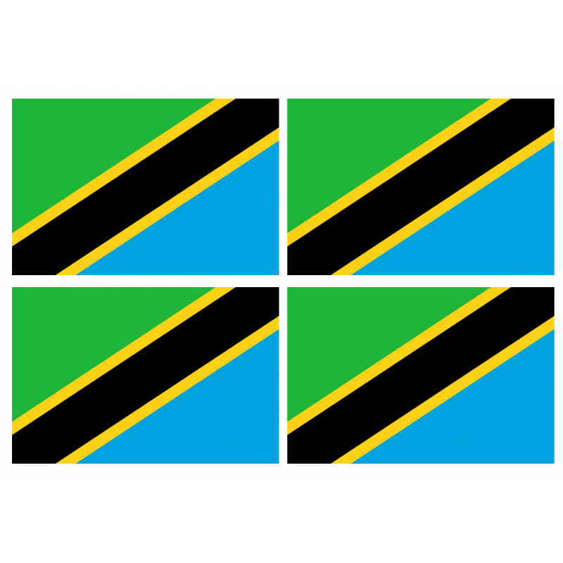 Drapeau Tanzanie (4 stickers - 9.5 x 6.3 cm) - Autocollant(sticker)