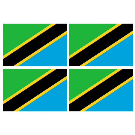 Drapeau Tanzanie (4 stickers - 9.5 x 6.3 cm) - Autocollant(sticker)