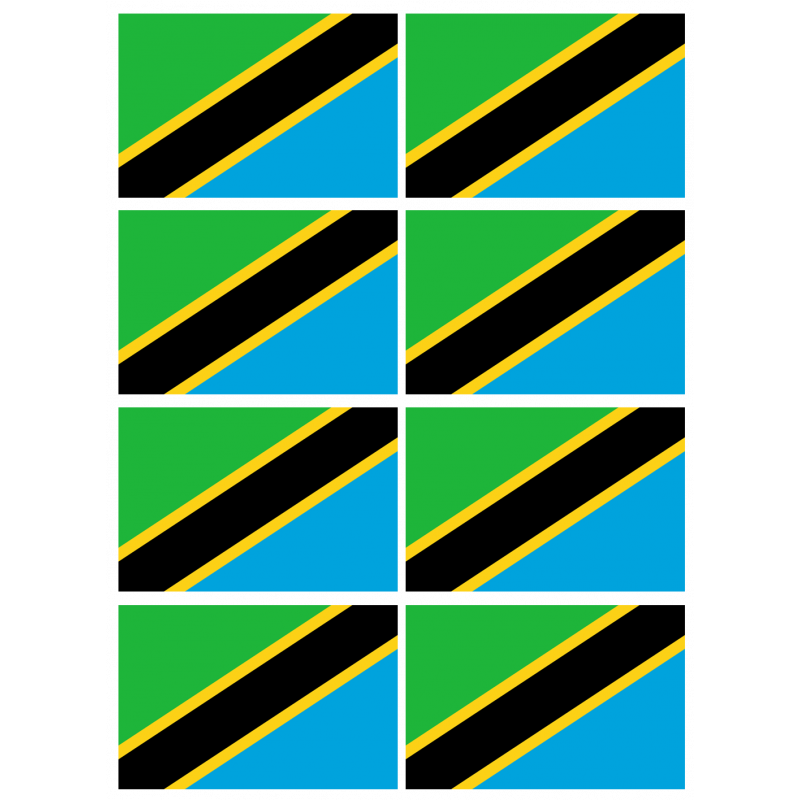 Drapeau Tanzanie (8 stickers - 9.5 x 6.3 cm) - Autocollant(sticker)