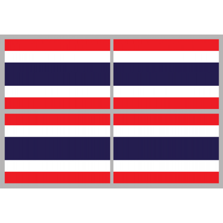 Drapeau Thaïlande (4 stickers - 9.5 x 6.3 cm) - Autocollant(sticker)