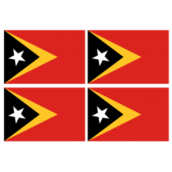 Drapeau Timor Oriental (4 stickers - 9.5 x 6.3 cm) - Autocollant(sticker)